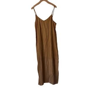 GREI. New York Cupro Spaghetti Strap Maxi Dress Gold Brown 1/Small